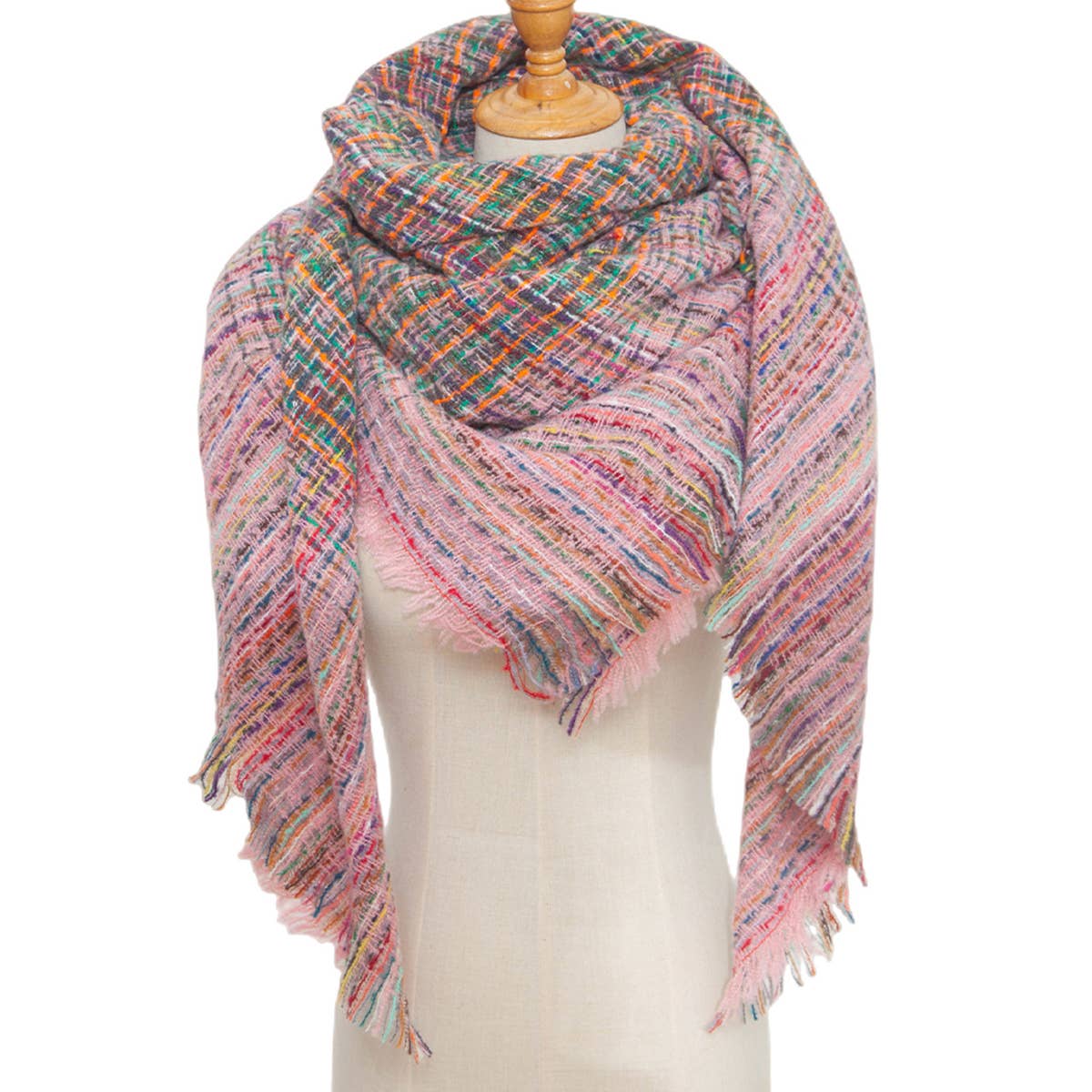 Plaid Circle Scarf - Fall/Winter Woven Wrap_CWASC0156