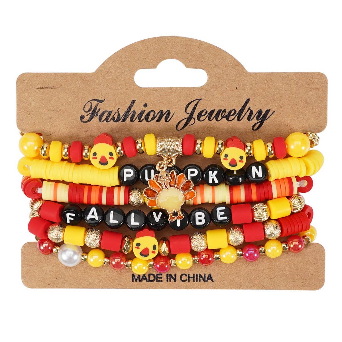 CWAJE05711_THANKSGIVING PUMPKIN TURKEY MAPLE LEAF BRACELET