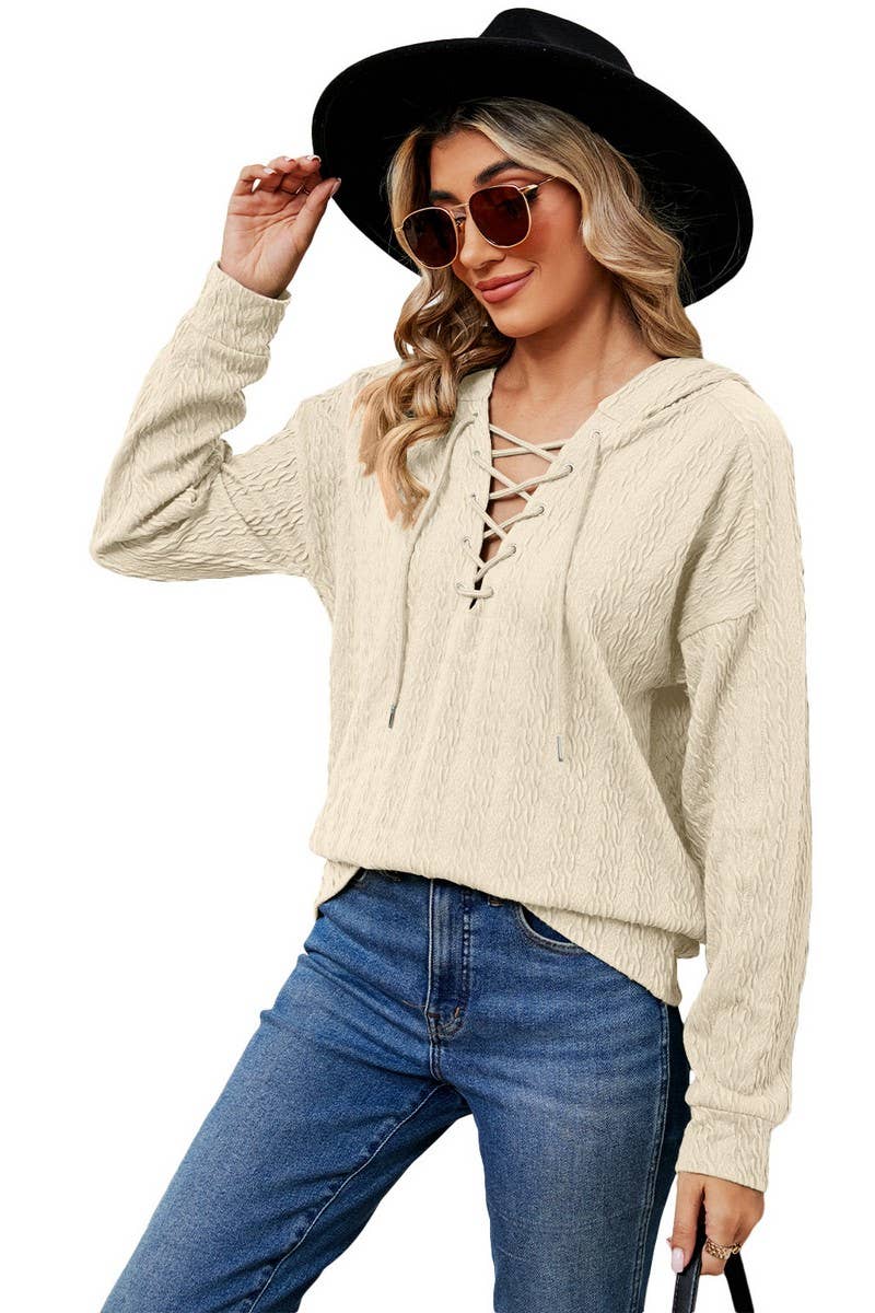 CWOHOL1096_AUTUMN AND WINTER SOLID COLOR HOODED SWEATSHIRT