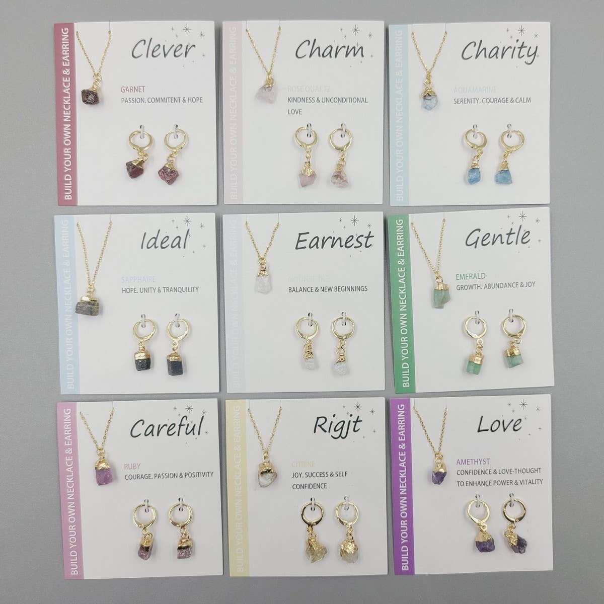 NATURAL STONE NECKLACE AND EARRING SET