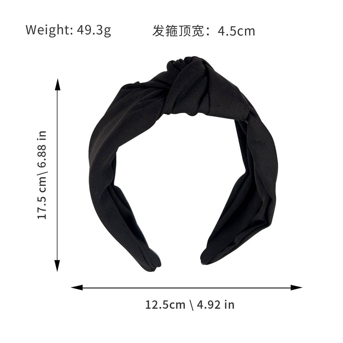 Wide-edge solid-color fabric cross knot headband