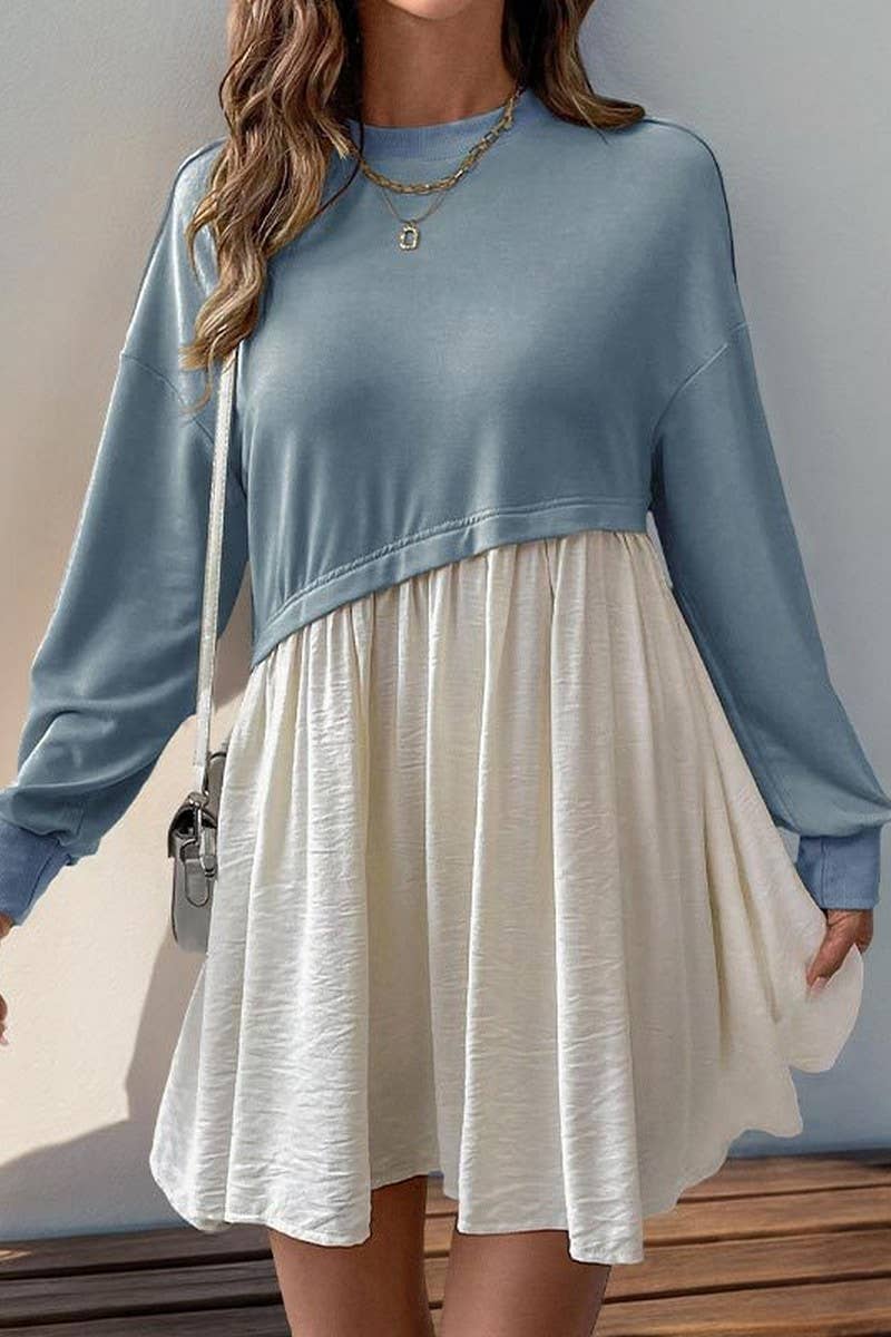 CWDSD7320_CASUAL ROUND NECK CONTRAST COLOR STITCHING SHORT S