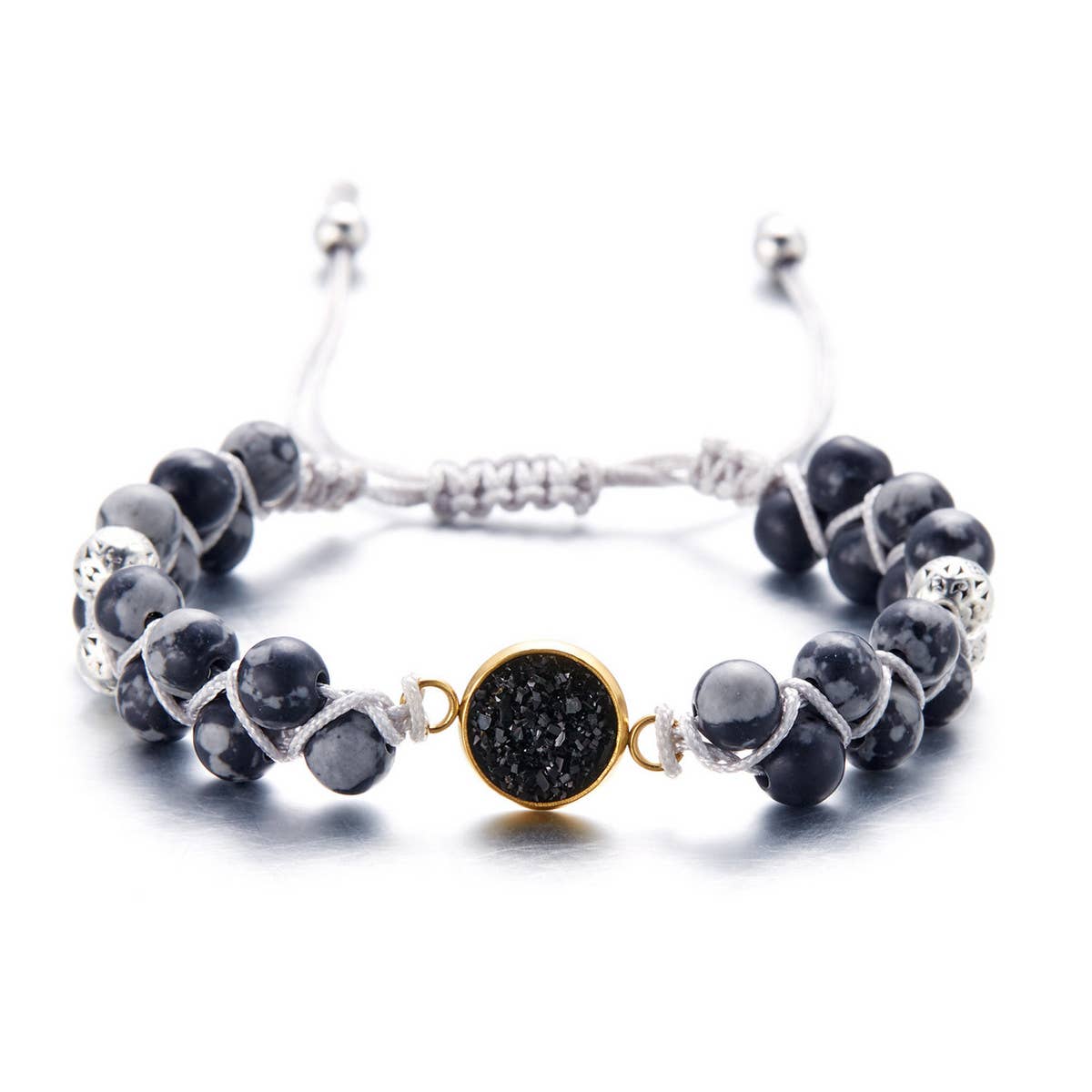 HAND WOVEN ROUND STONE BRACELET