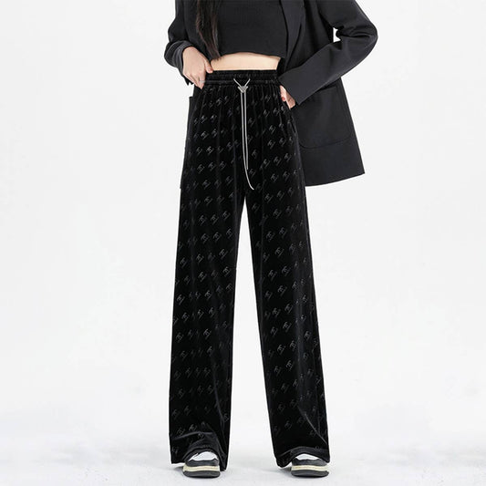 High waist plus velvet thick drapery pants