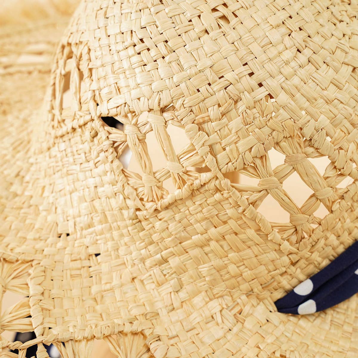 BOW LACE HOLLOW STRAW HAT_CWAH1430