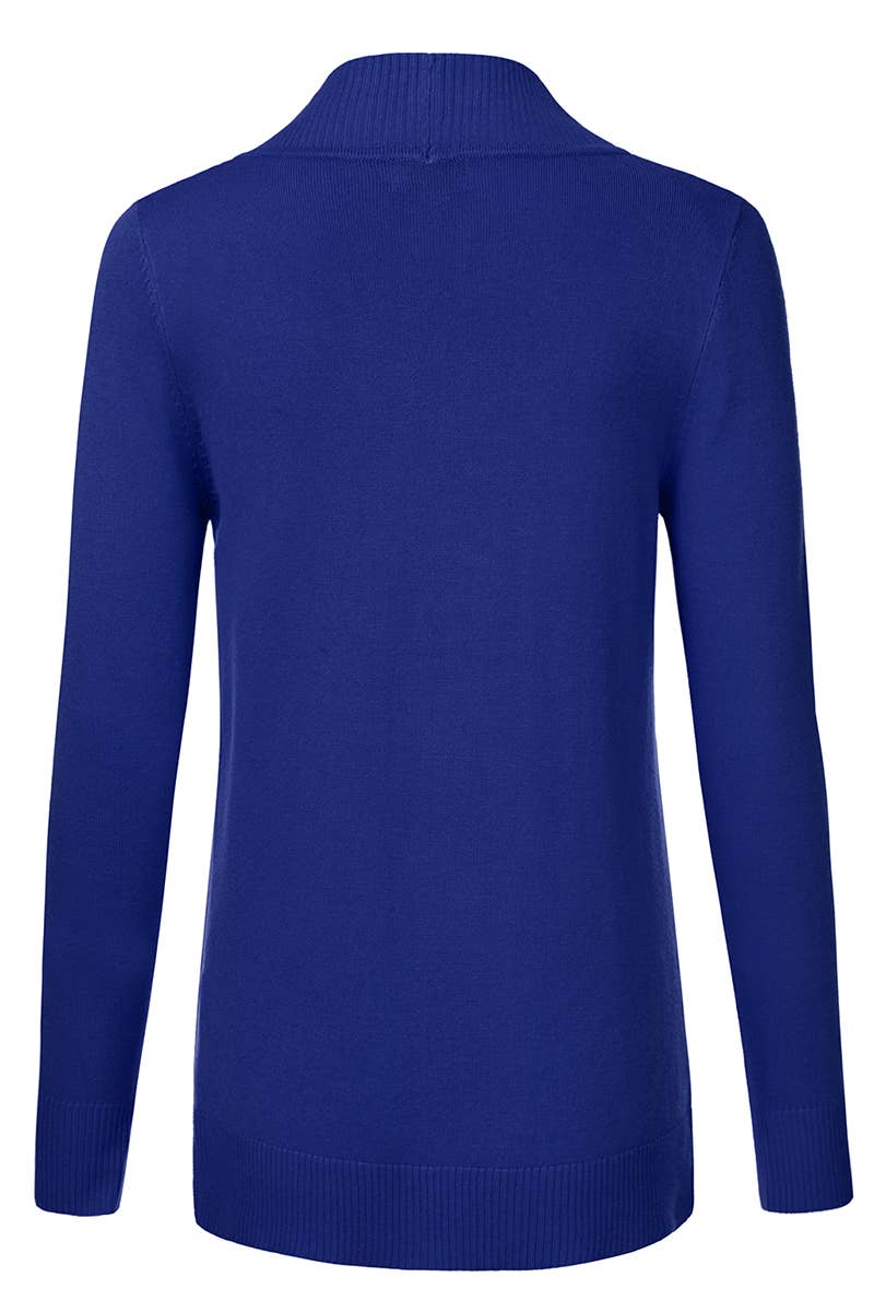 AWOCAL313_Open Front Long Sleeve Pockets Sweater Cardigan