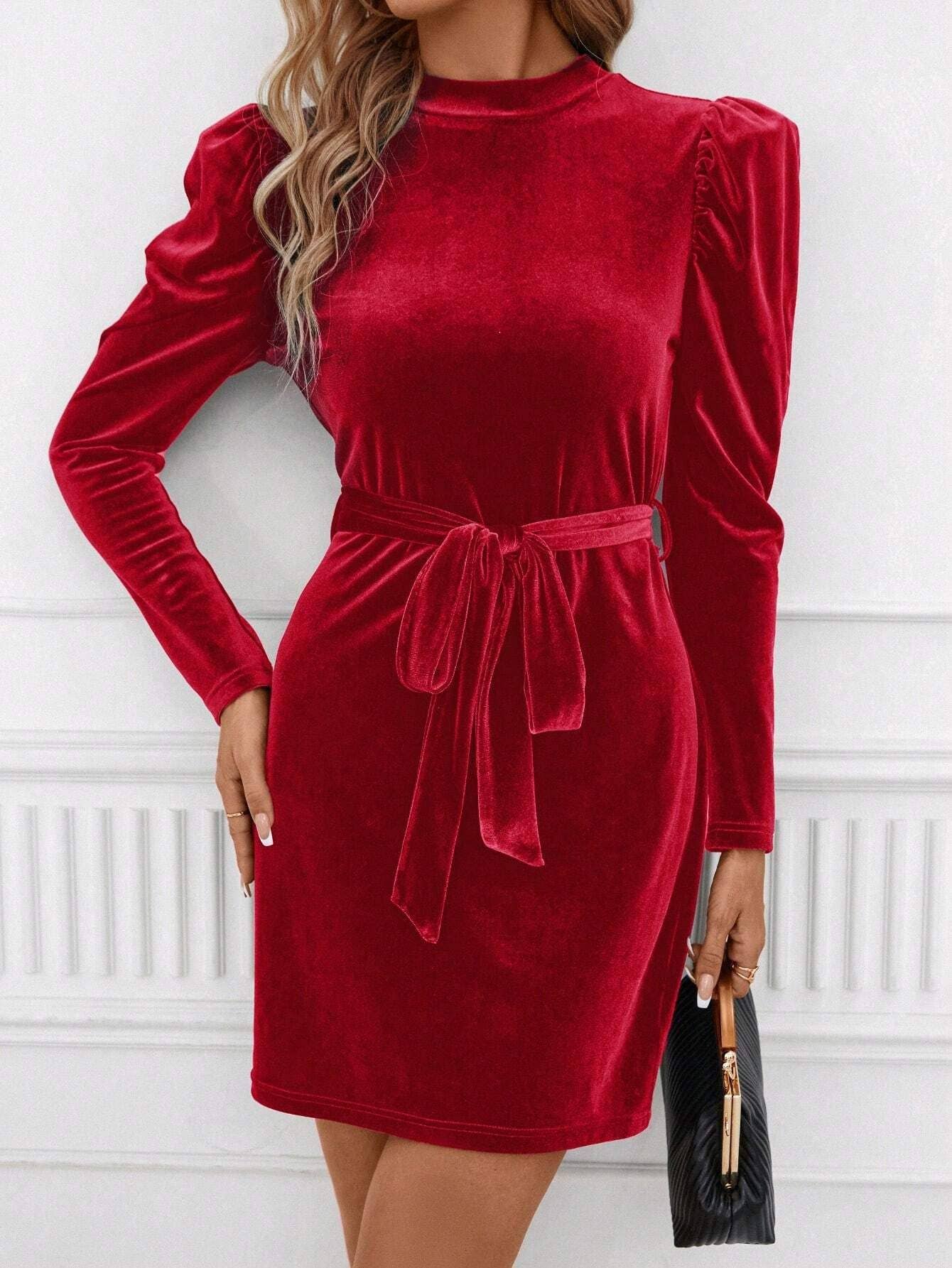 VELVET ELEGANT LACE-UP FANNY PACK HIP SKIRT