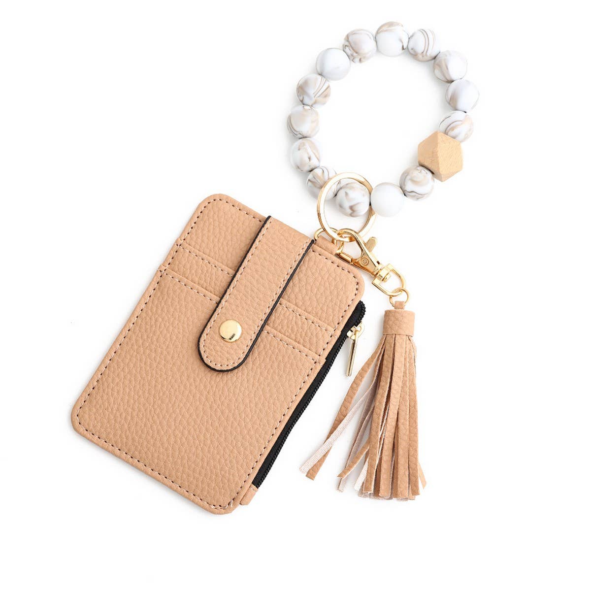 SILICONE BRACELET LEATHER WALLET TASSEL KEYCHAIN