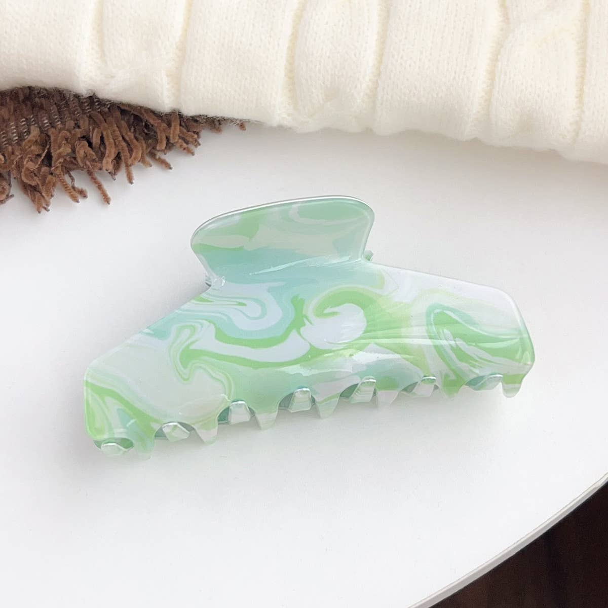 Colorful zebra print gripper French shark clip