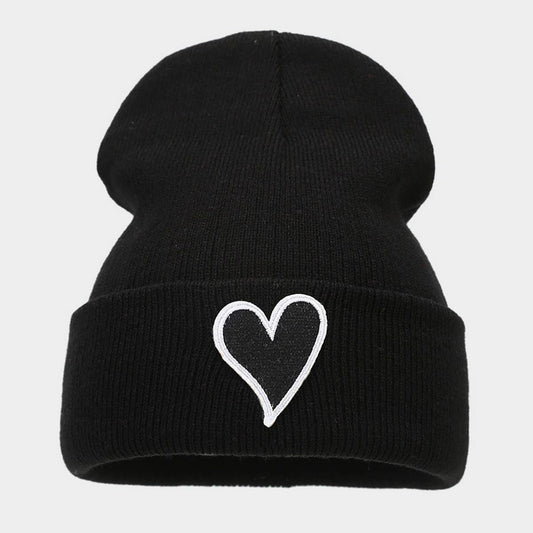 SIMPLE HEART PATCH PILE HAT KNITTED HAT_CWAH2085