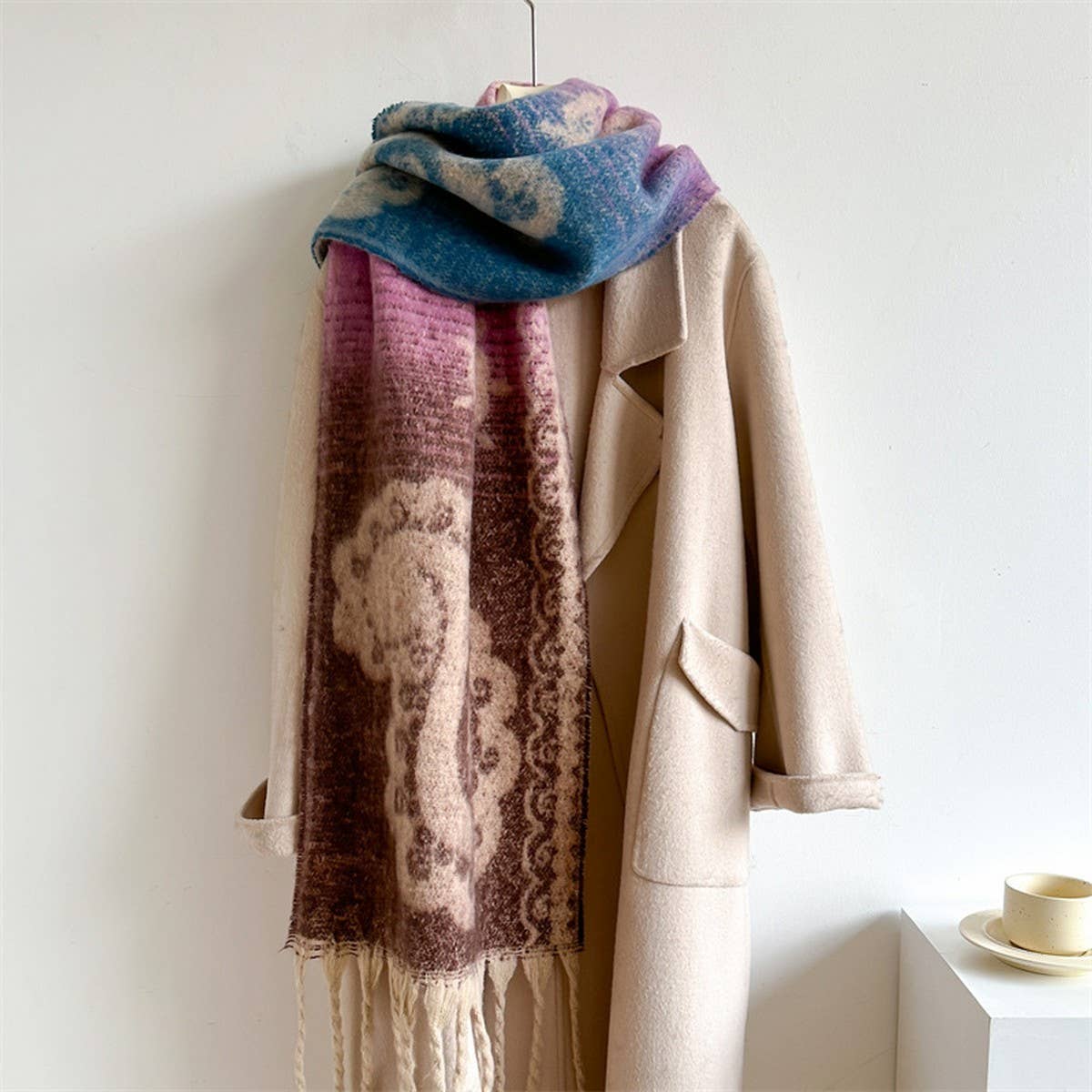 Vintage Paisley Scarf - Thick Tassel Winter Wrap