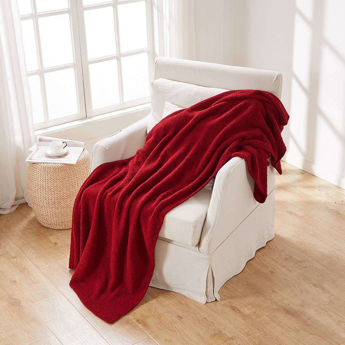 SOLID COLOR KNITTED JACQUARD BLANKET COVER BLANKET_CWMM0319