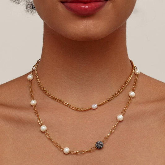 PEARL PENDANT CHAIN LAYERED NECKLACE_CWMM3627
