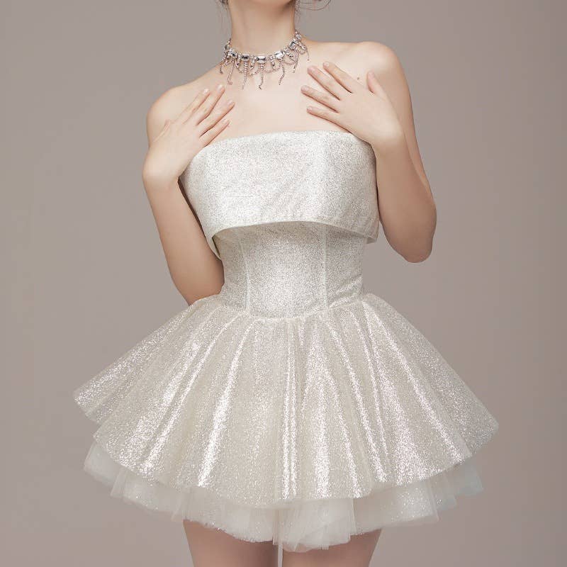 Off shoulder strapless mini party dress