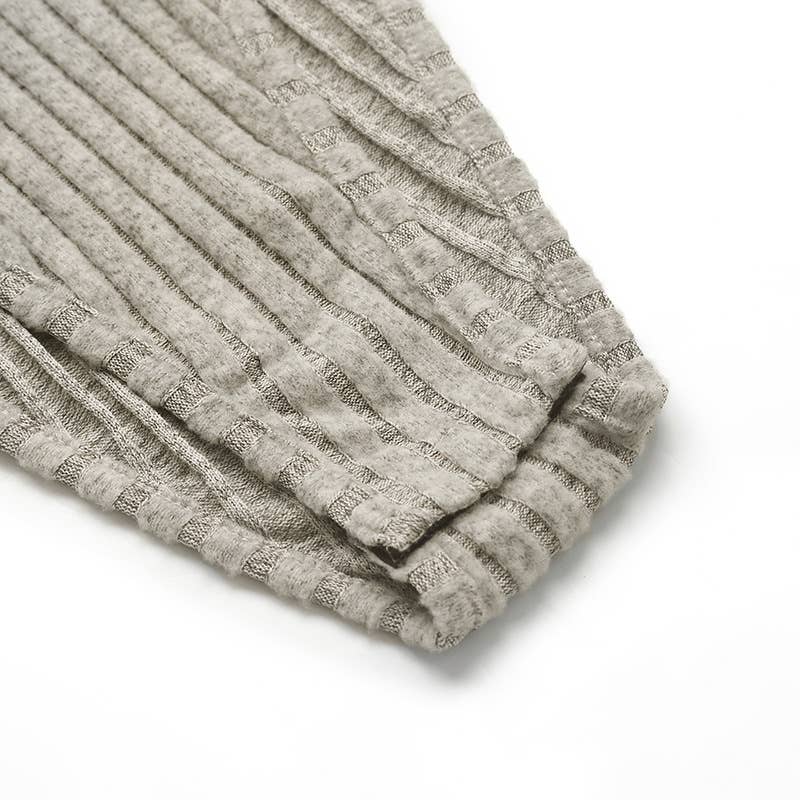 Solid-color striped V-neck jumpsuit