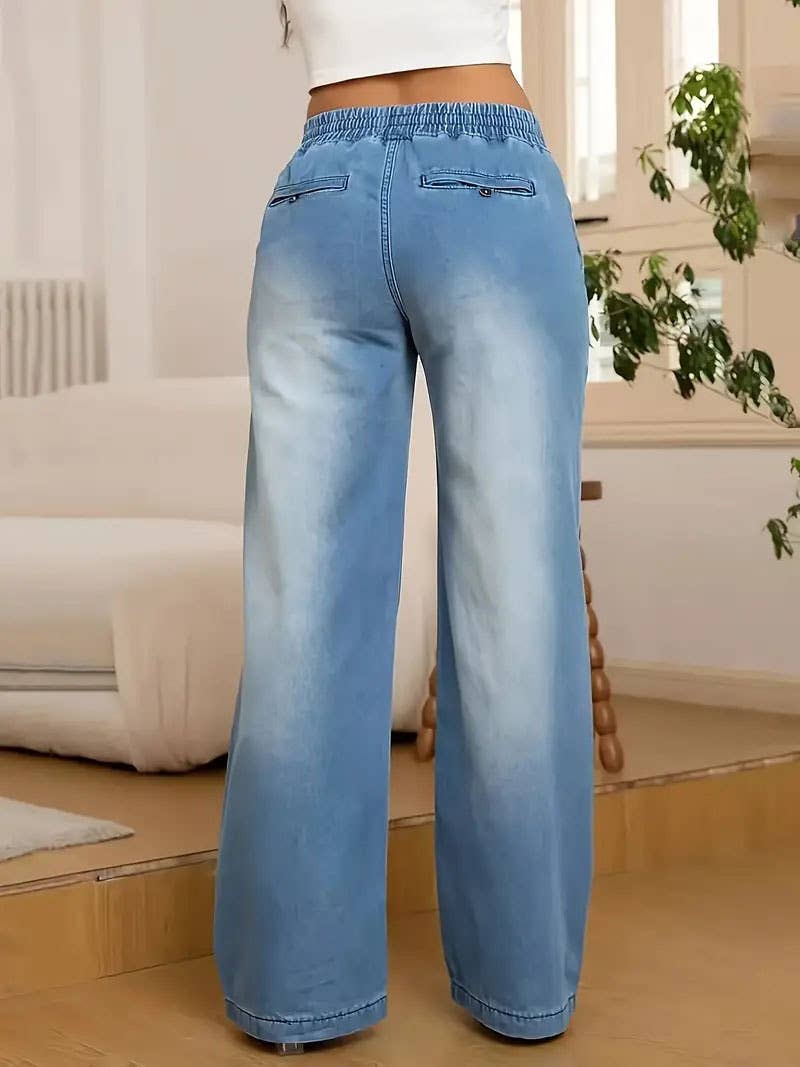Loose,versatile,casual and trendy wide-leg jeans