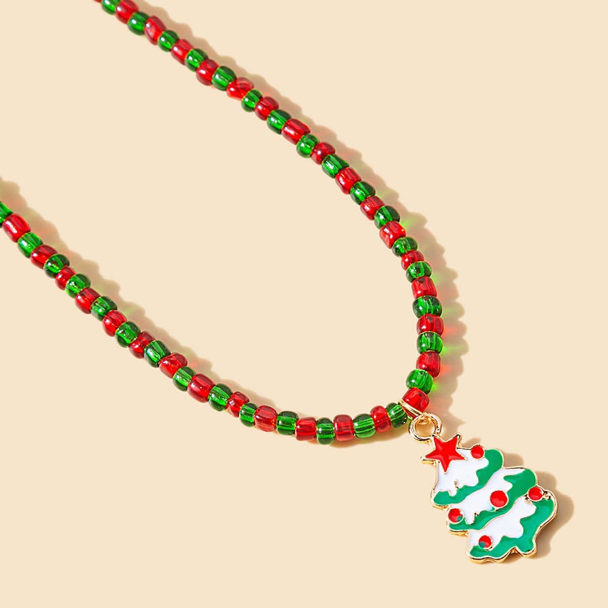 CHRISTMAS COLORBLOCK BEADED CARTOON EARRINGS