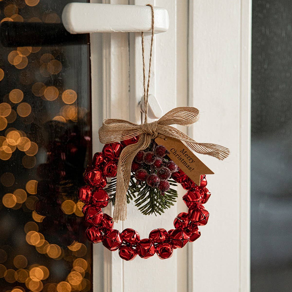 Iron Metal Christmas Bell Hanging Wreath Decor