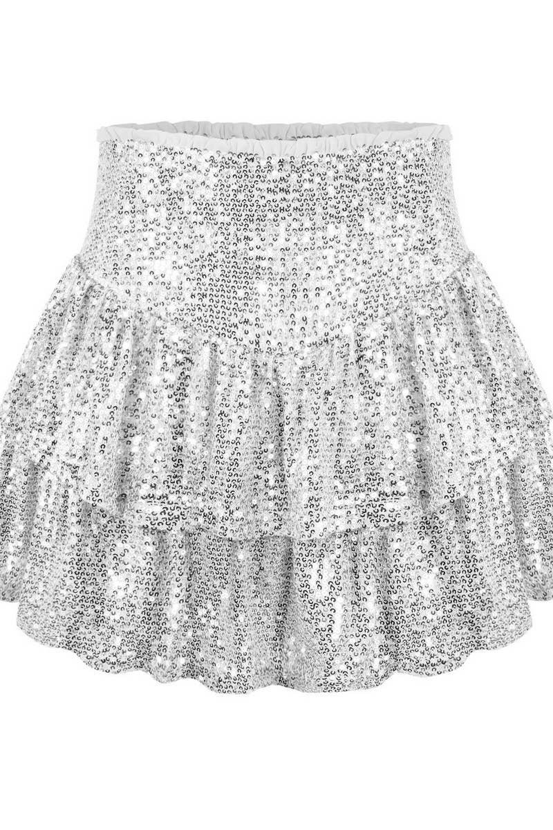 WOMEN'S SEQUIN CAKE SHORT SKIRT