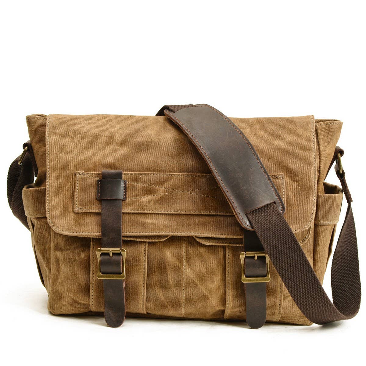 New Waxed Canvas & Leather Satchel for Men_CWAB5561