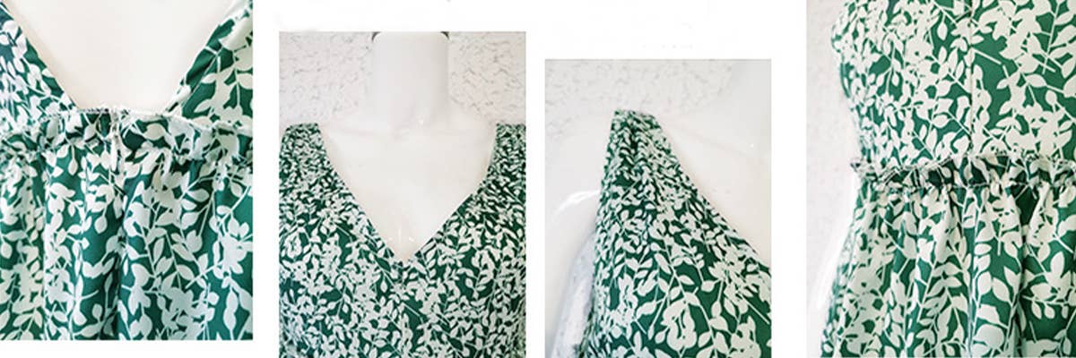 SLEEVELESS LEAF PRINT HALTER DRESS