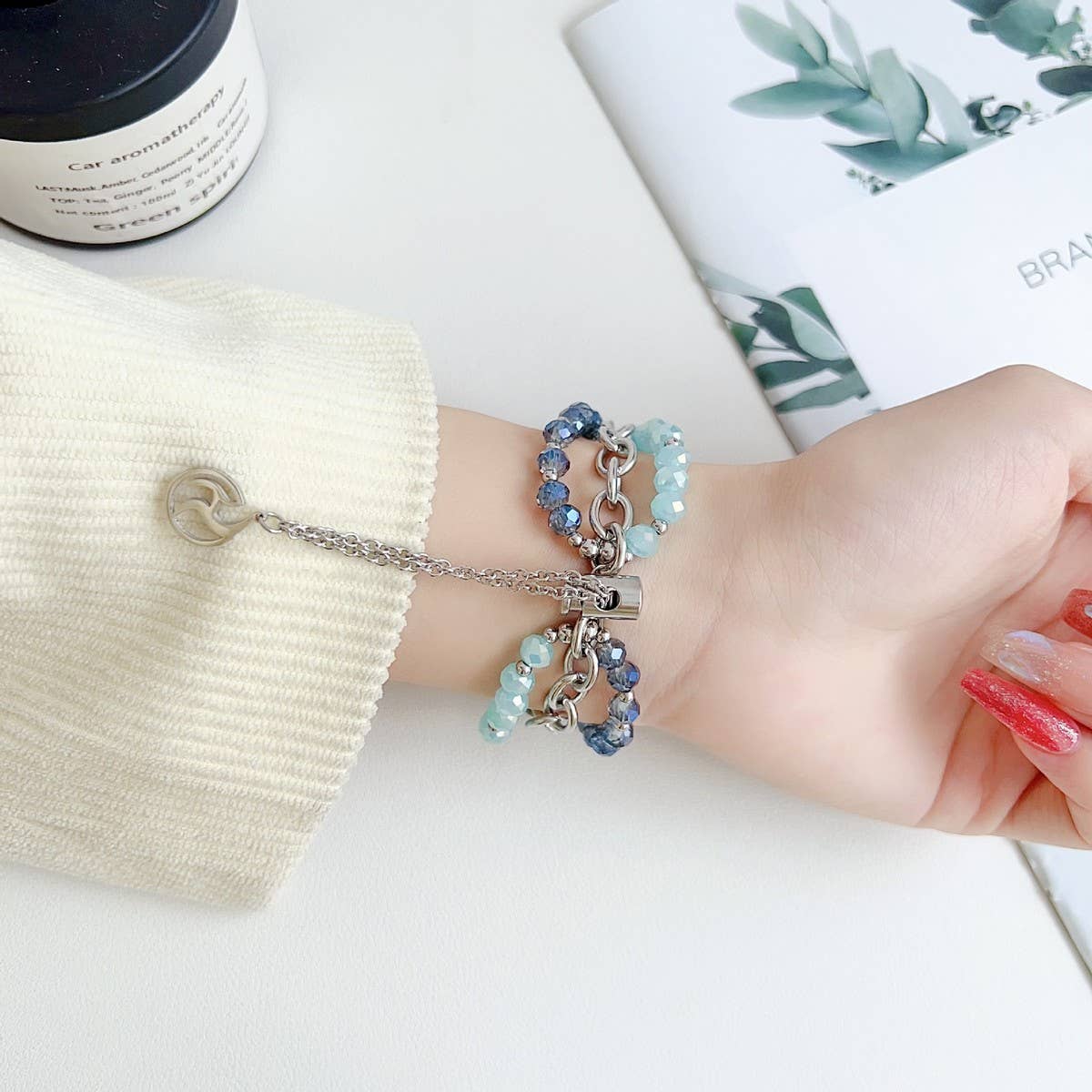 APPLE WATCH 9 STAINLESS STEEL BEADED BRACELET STRAP_CWWW0065