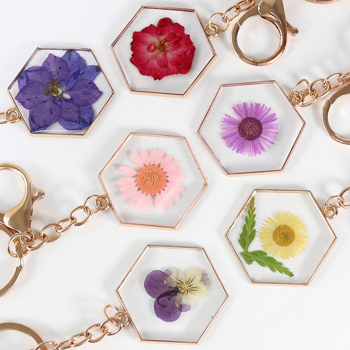 NEW NATURAL DRIED FLOWER KEYCHAIN PENDANT