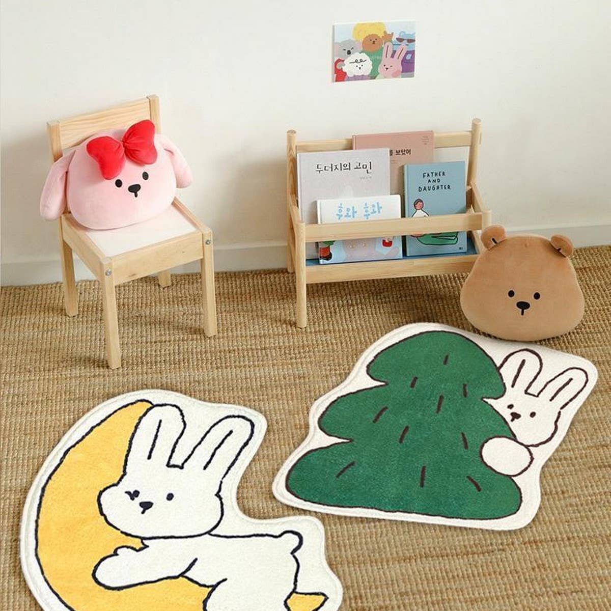 Cute Rabbit Bath Mat, Plush Absorbent Non-Slip Rug