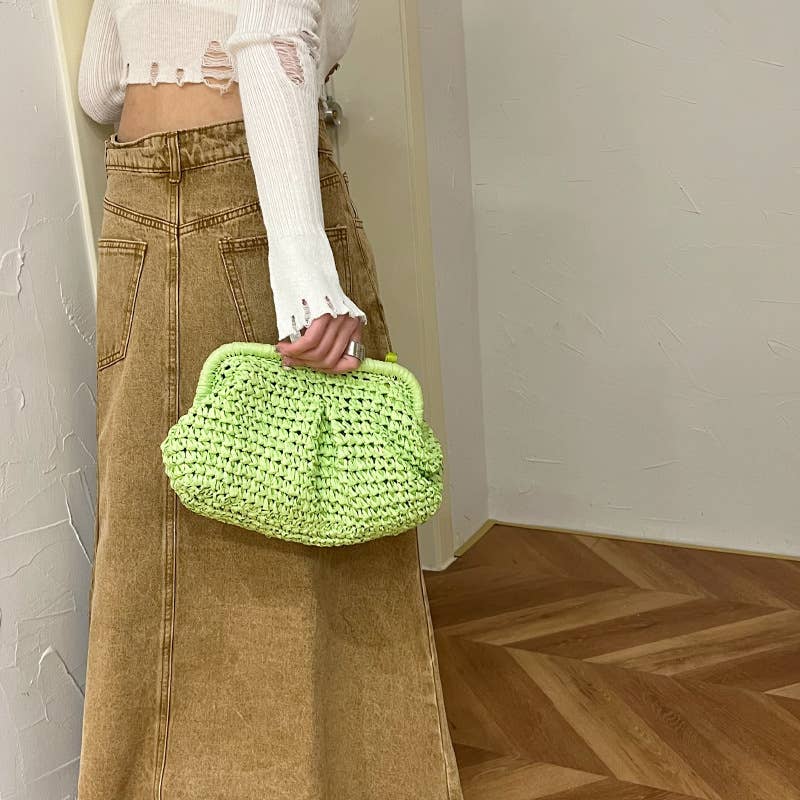 Weave a fashionable candy-colored clutch bag