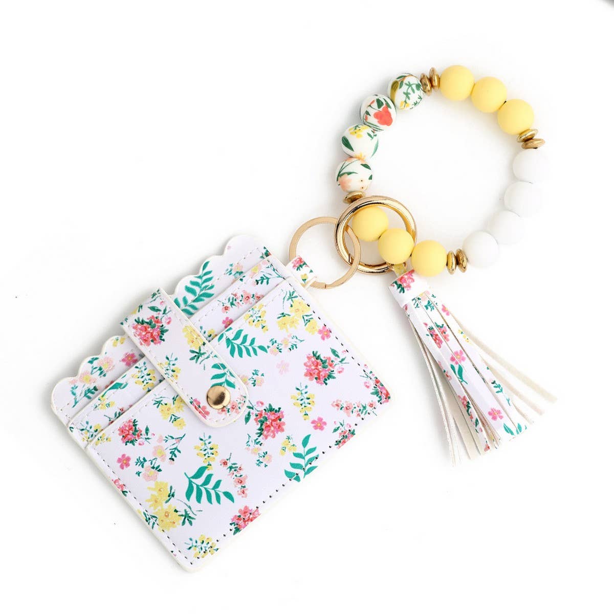 Heart PU Card Wallet with Beaded Keychain_CWAB4944