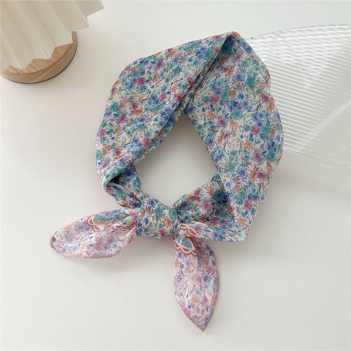 Cotton Linen Square Scarf - Breathable Neck Wrap