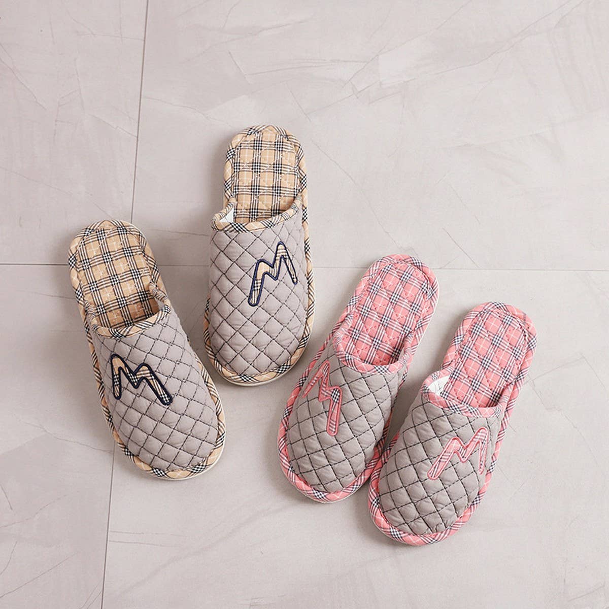 Thick Cotton PVC Sole Silent Couple Slippers