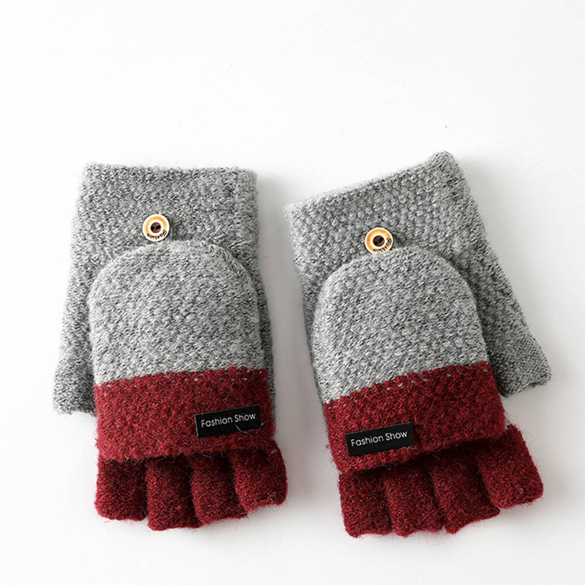 Men¡¯s Winter Flip Mittens Knit Half Full Finger_CWAG0524