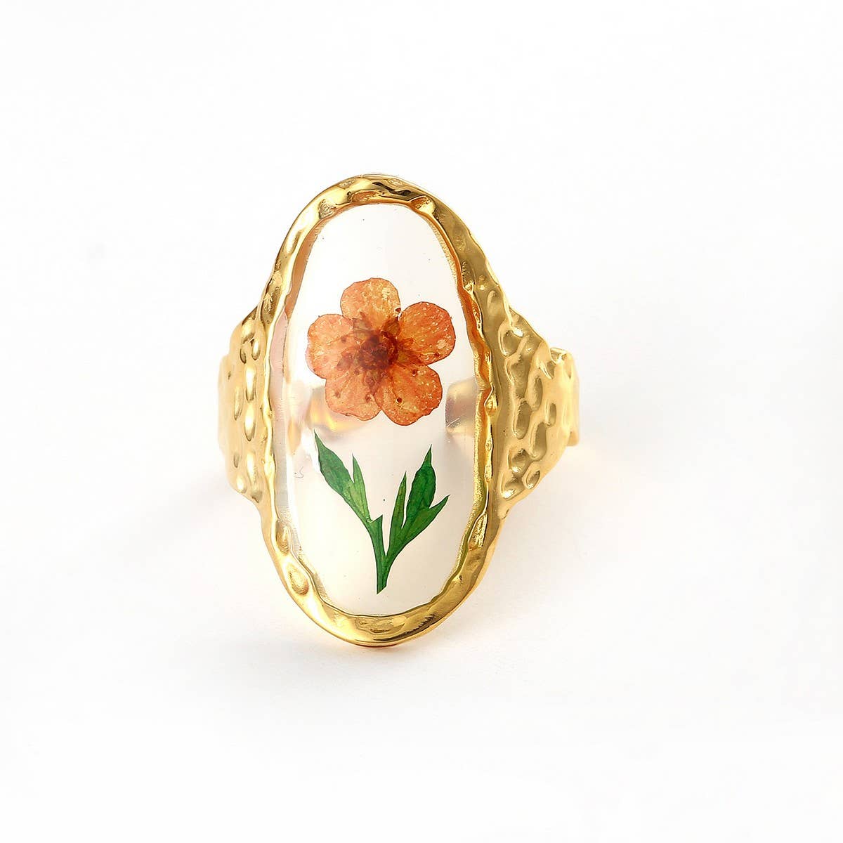 Open Adjustable Steel Ring with Dried Flowers_CWMM8930