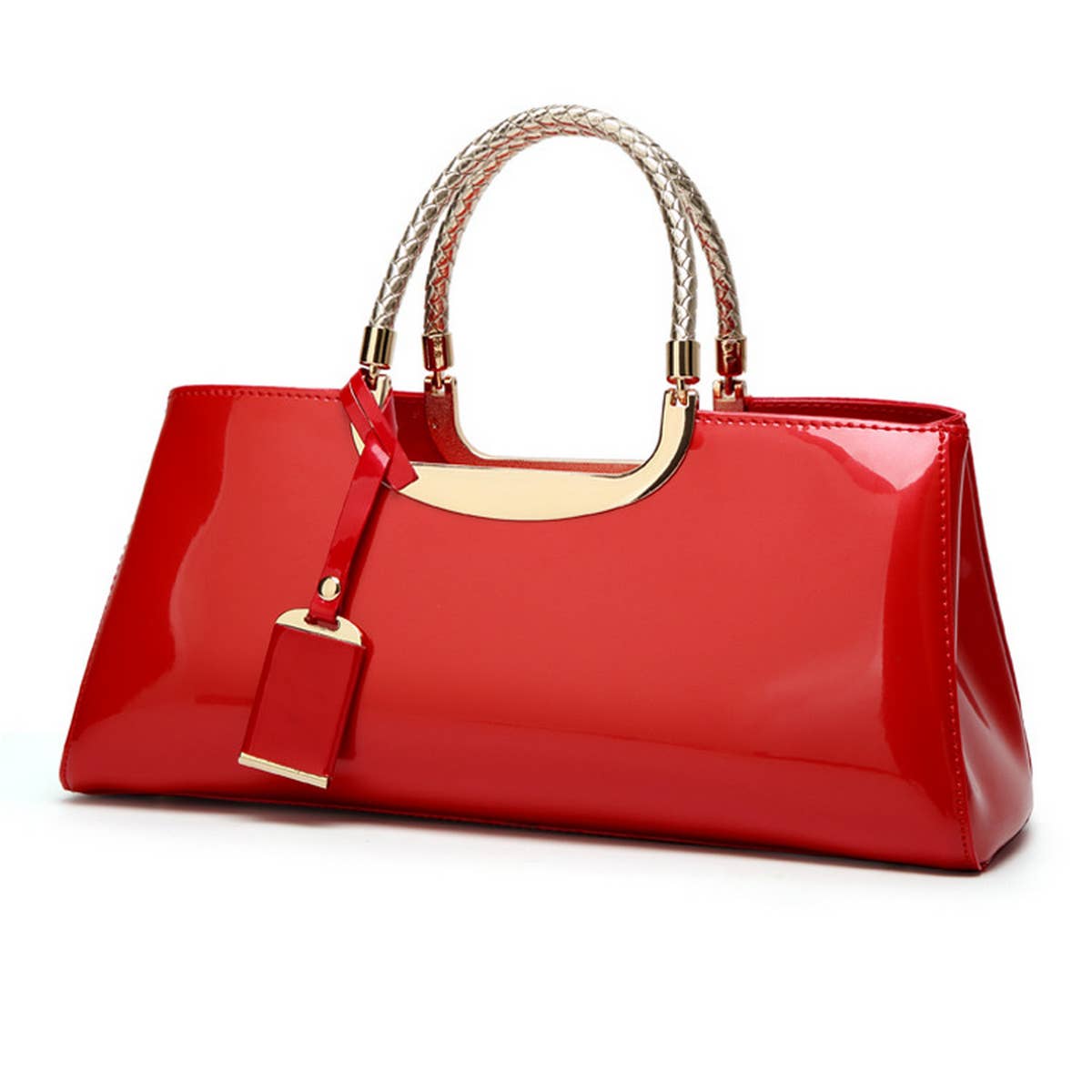 FASHIONABLE EVENING GLOSSY PATENT LEATHER TOTE_CWAB2635