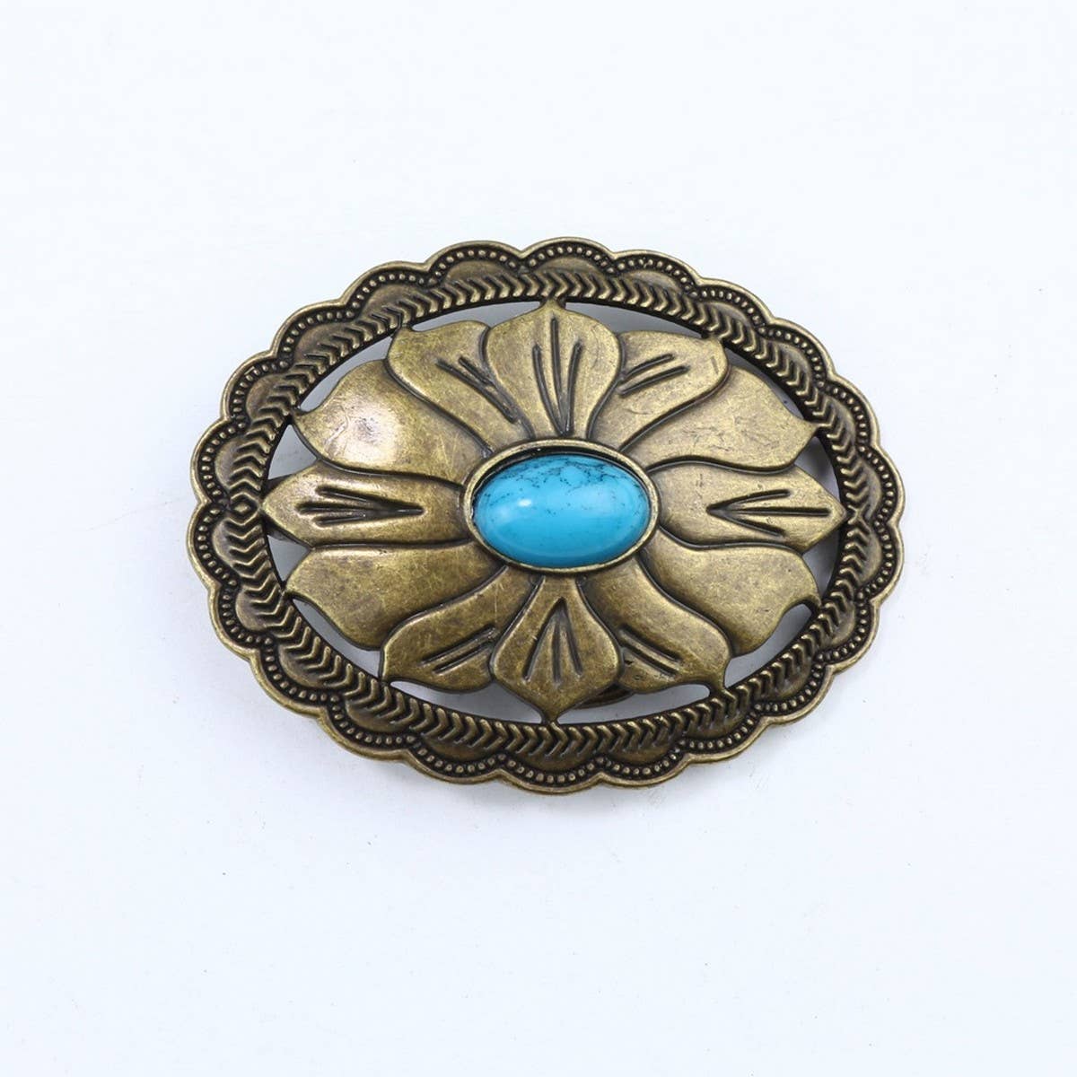 WESTERN BELT BUCKLE WITH TURQUOISE ACCENTS_CWABE0428