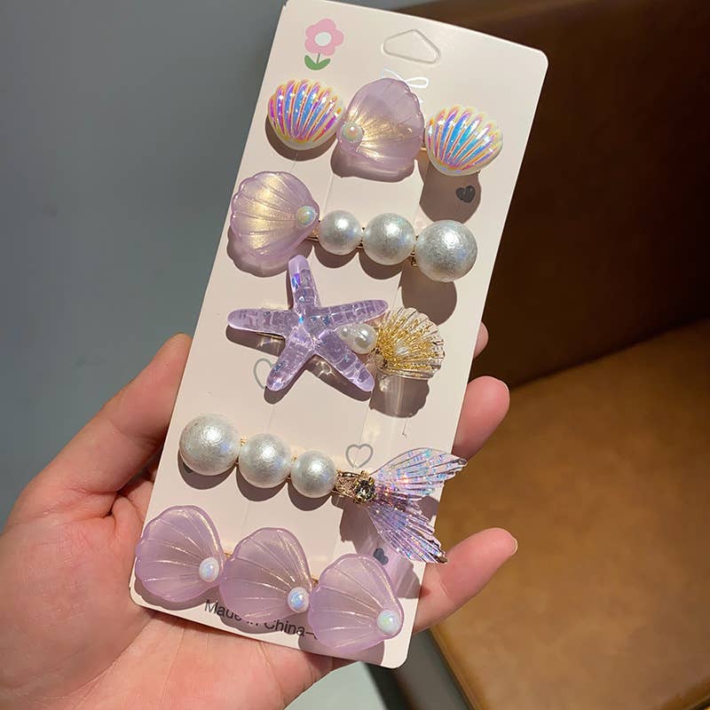 Starfish shell hair clip Liu seaside clip girl hair accessor