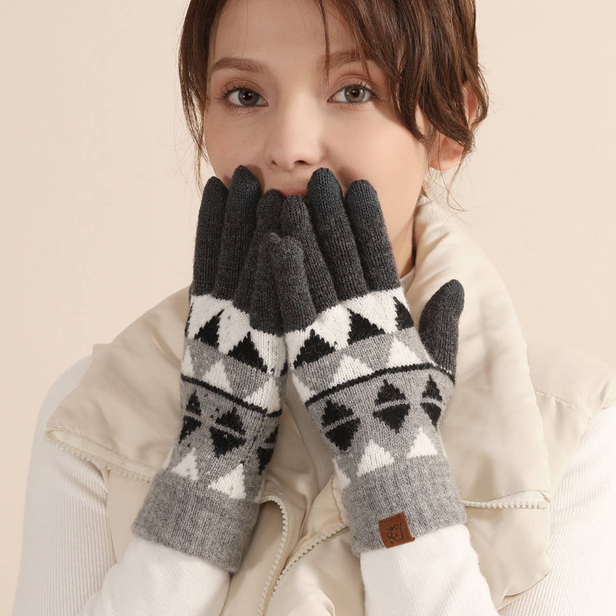 WINTER WARM KNITTED TOUCH SCREEN GLOVES FOR WOMEN_CWAG0402