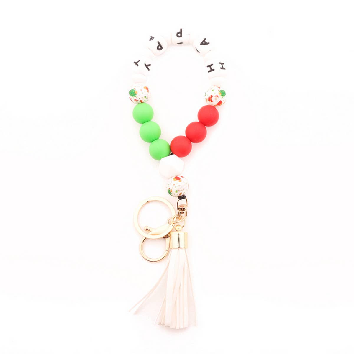 CHRISTMAS NEW SILICONE BEAD BRACELET KEYCHAIN