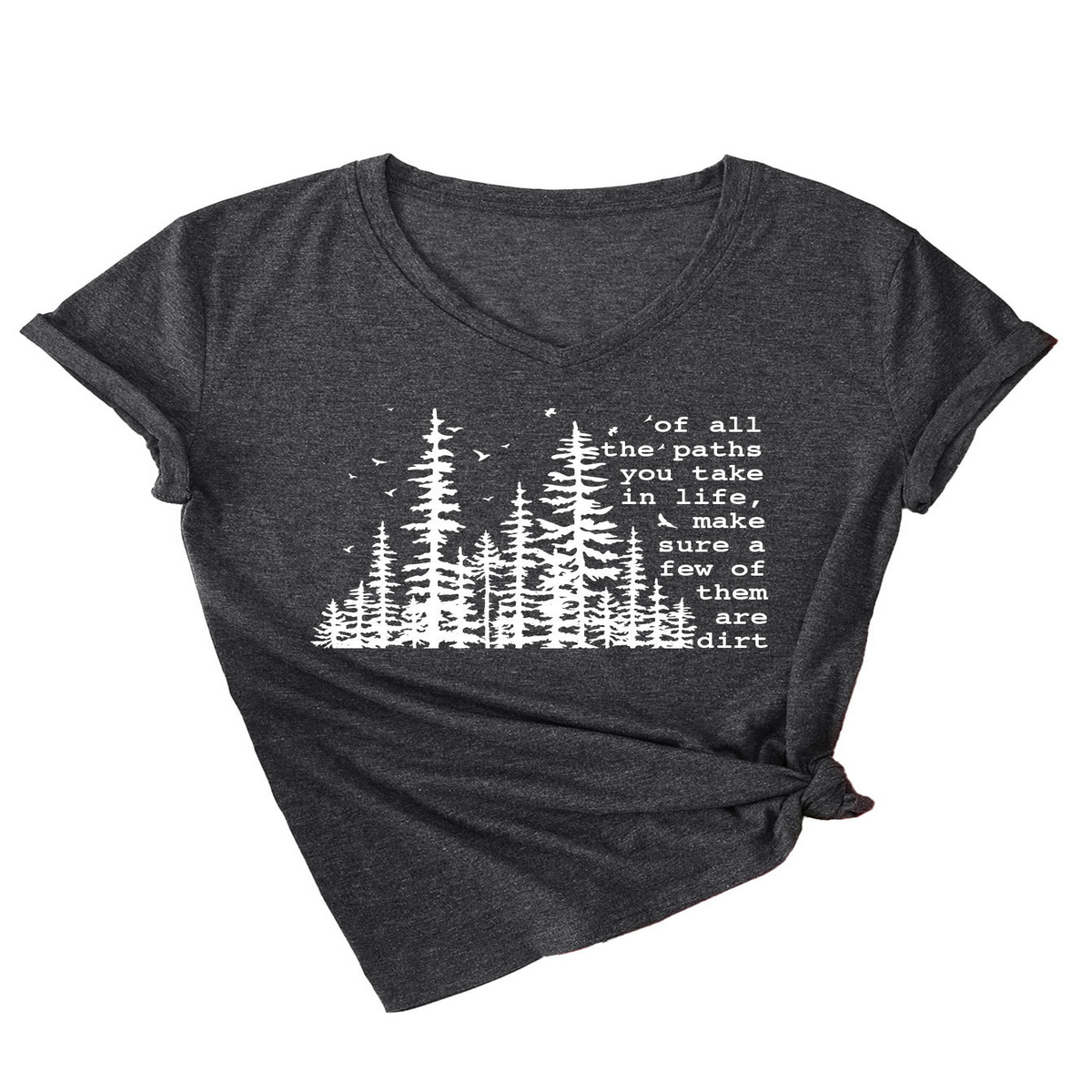 Summer V-Neck Short Sleeve Printed Tee