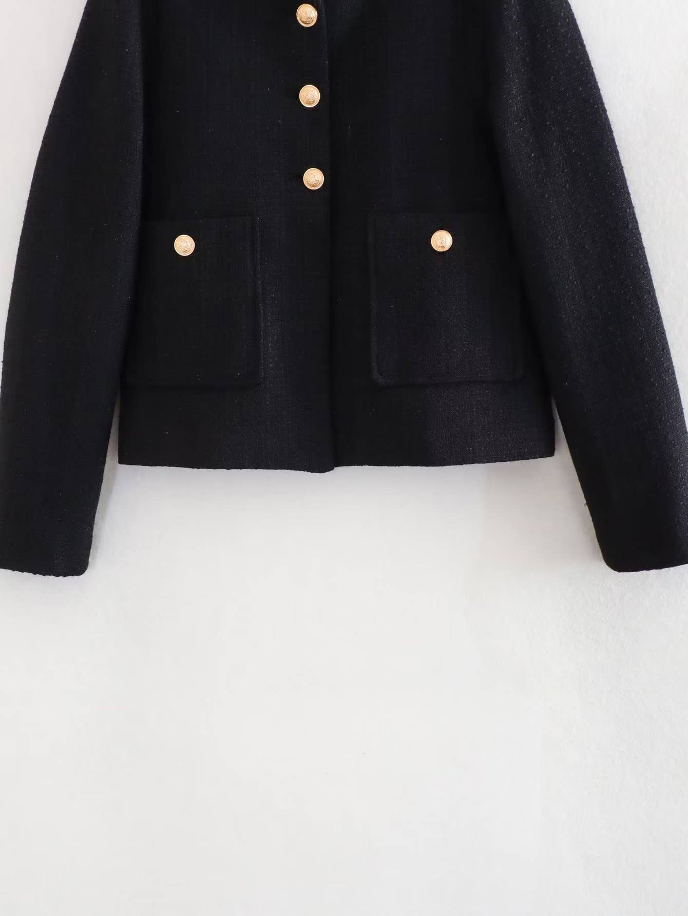 Solid-color textured casual chanel-style coat