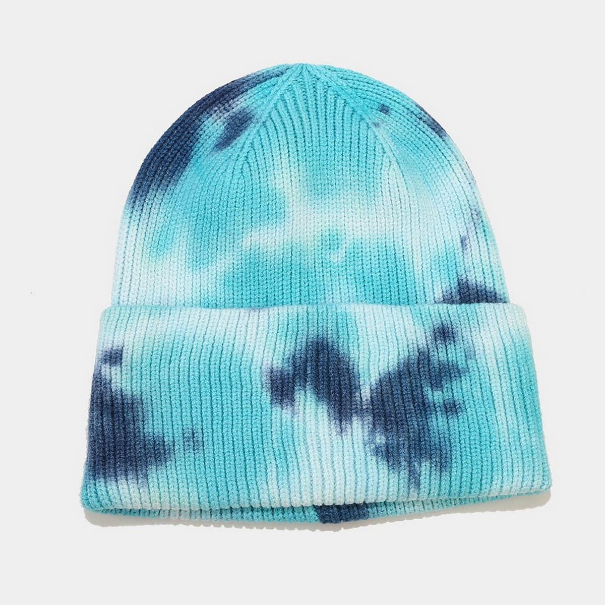 OUTDOOR WARM CURLED EDGE TIE-DYE KNITTED HAT_CWAH1593
