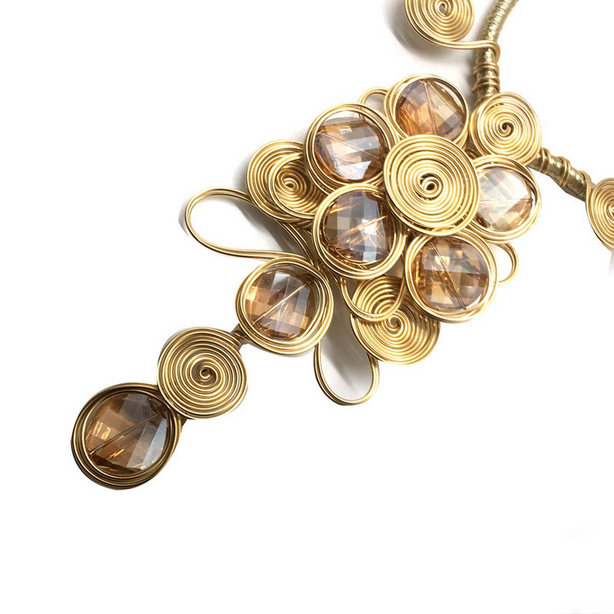 CRYSTAL ALUMINUM WIRE NECKLACE EARRING SET