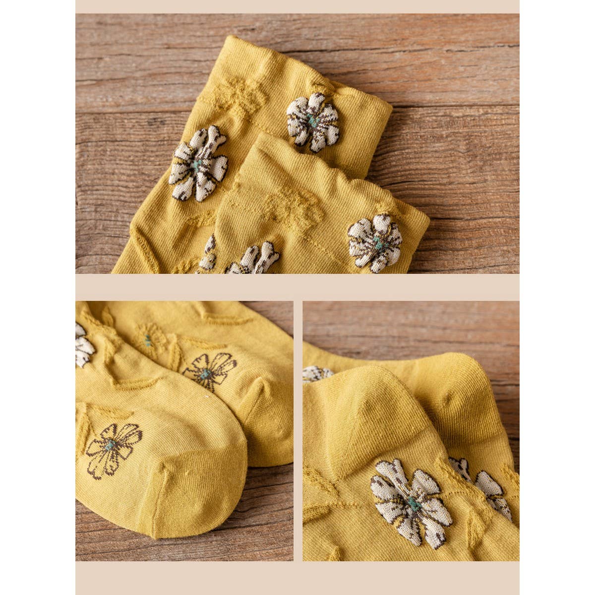 THREE-DIMENSIONAL RELIEF FLOWER MID-TUBE SOCKS