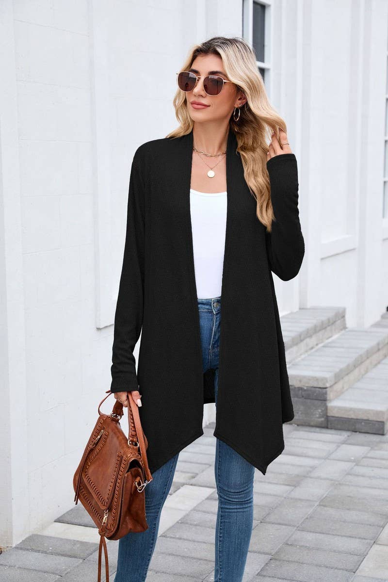 CWOCAL00859_CASUAL KNIT OPEN FRONT LONGLINE CARDIGAN