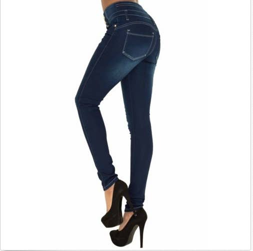 High-waisted, form-fitting, stretch skinny jeans