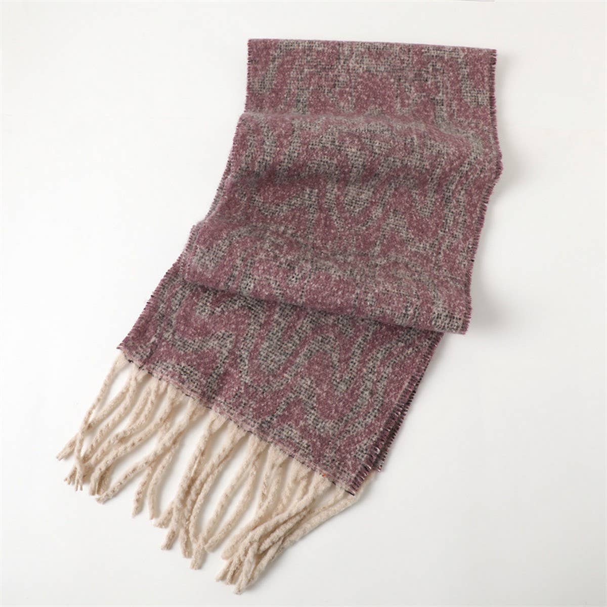 Geometric Colorblock Tassel Scarf for Fall Winter