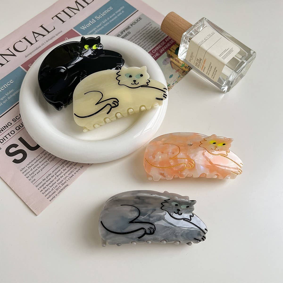 Cute Cat Acetate Hair Claw Clip for Women