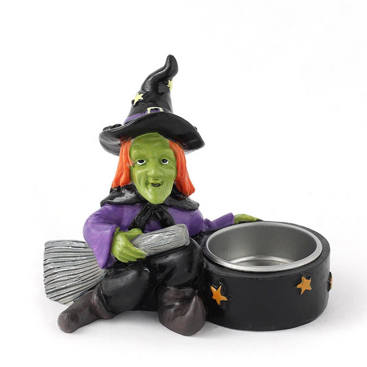 Halloween Witch Skull Candle Holder Decor_CWMM9877