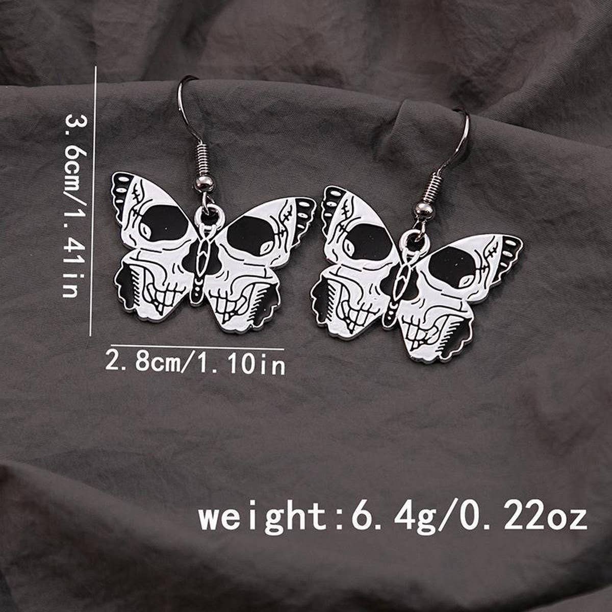HALLOWEEN SKULL DARK BUTTERFLY EARRINGS
